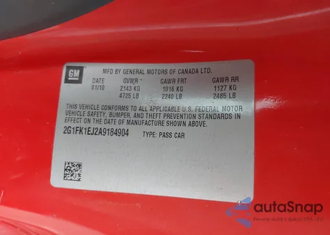 2010 Chevrolet Camaro 2Ss z USA, uszkodzony, nr VIN 2G1FK1EJ2A9184904